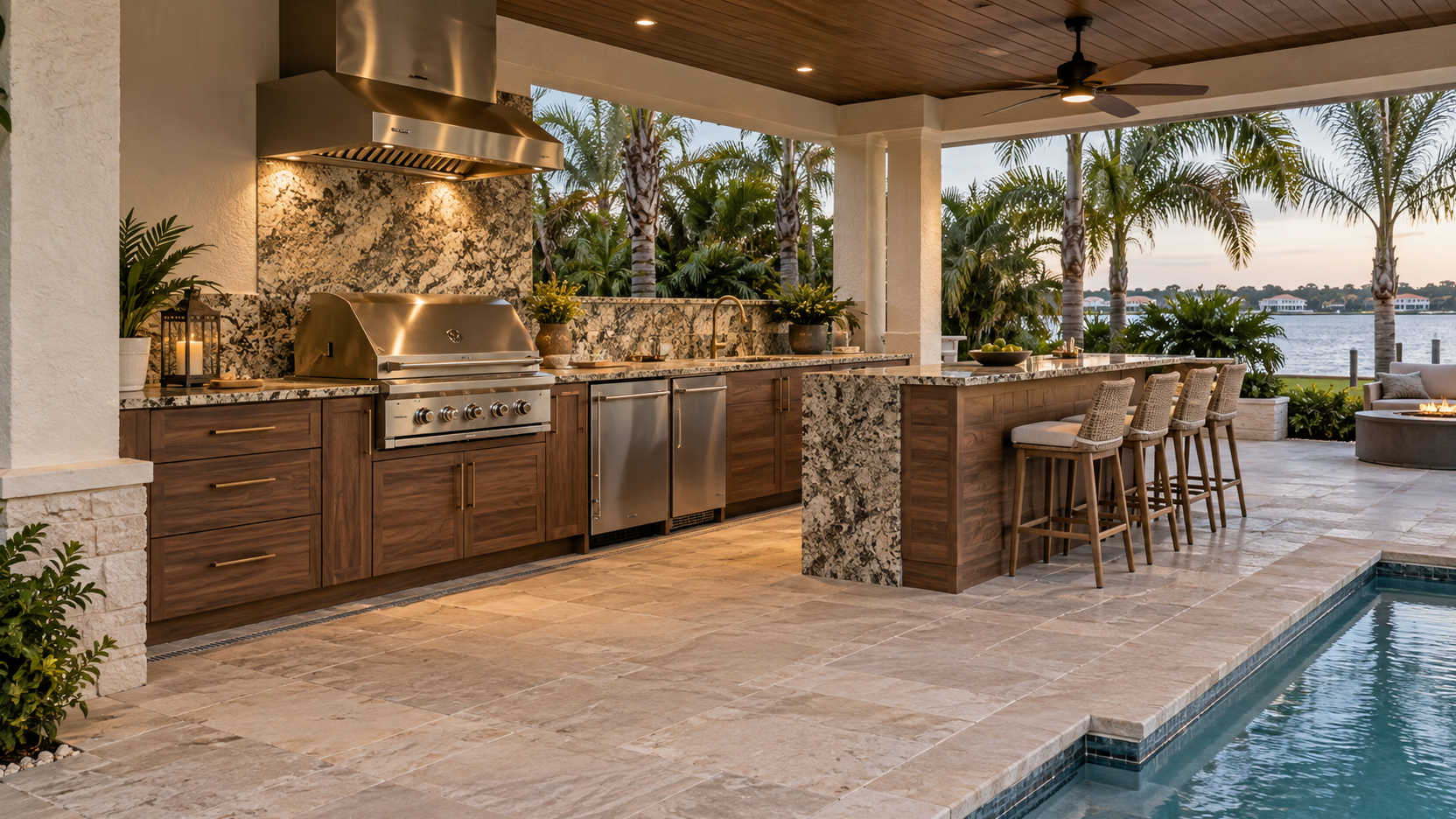 Outdoor Kitchen Cabinets & Stone by Bay Crown Cabinetry