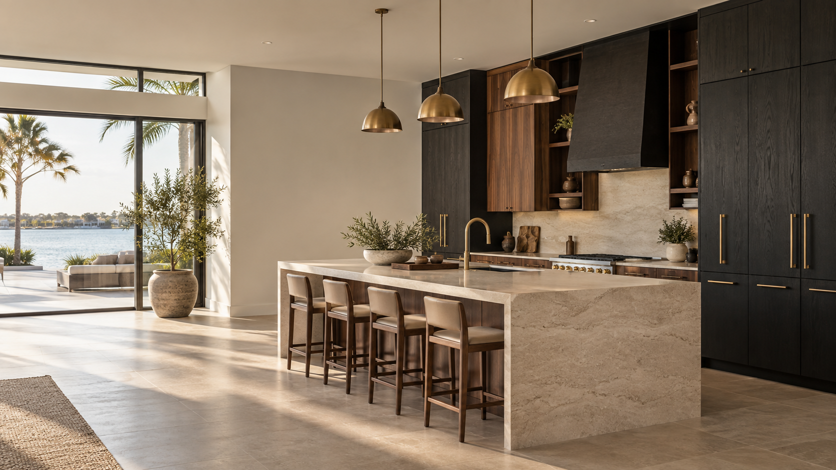 Luxury custom kitchen cabinetry with a statement island
